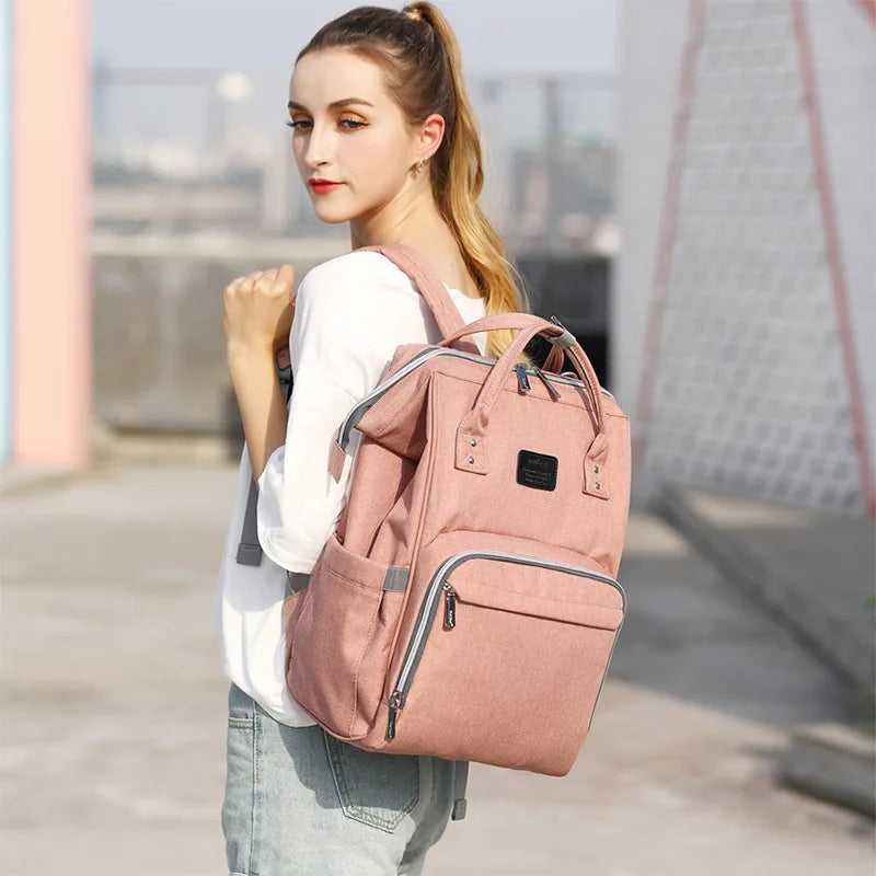 Mauve Mist Diaper Backpack – Nappy Bag with Changing Pad & Stroller Straps