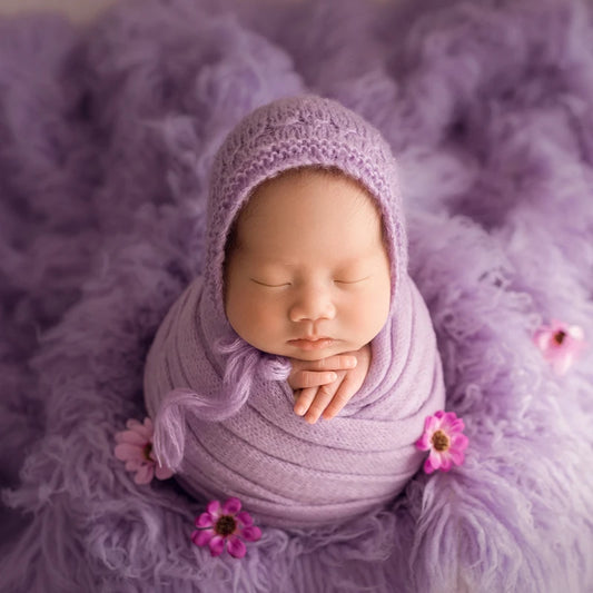 Newborn Knit Mohair Wrap and Bonnet Set Photography Prop