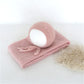 Vintage Newborn Knit Wrap and Bonnet Set for Photography Props