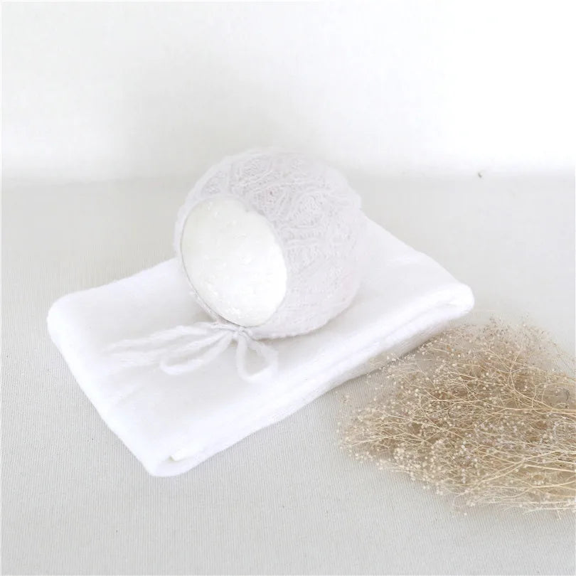 Color Dots Mohair Wrap Bonnet Set Baby Photo Prop