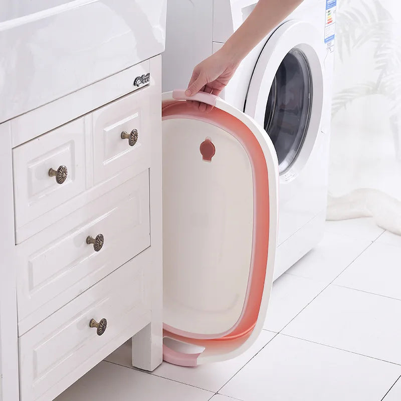 Baby Shower Folding Bathtub Foldable Bath Tub Newborn Baby Accessories Large-Capacity 0-6 Years Children Bathroom Laundry Basket
