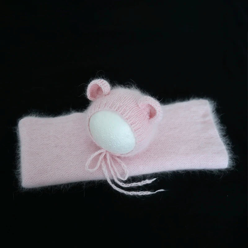 Newborn Knit Mohair Wrap and Bonnet Set Photography Prop