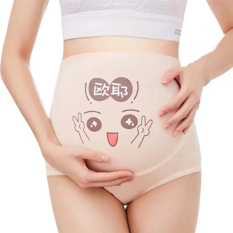 Cotton High Waist Maternity Briefs Adjustable Belly Panties Cartoon Printing Eye Clothes For Pregnant Women Pregnancy Intimates