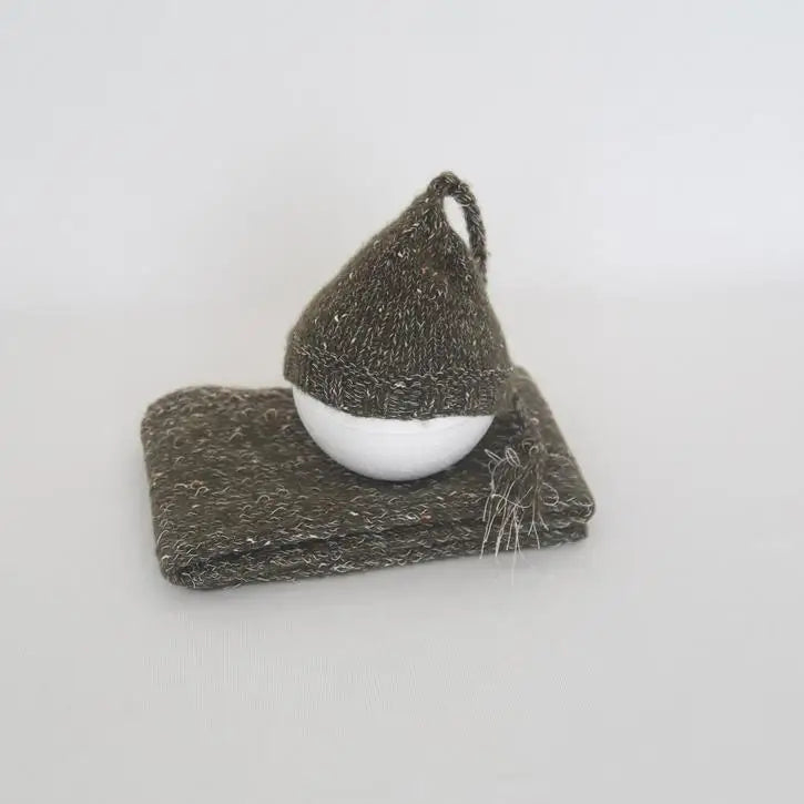 Newborn Knit Mohair Wrap and Bonnet Set Photography Prop