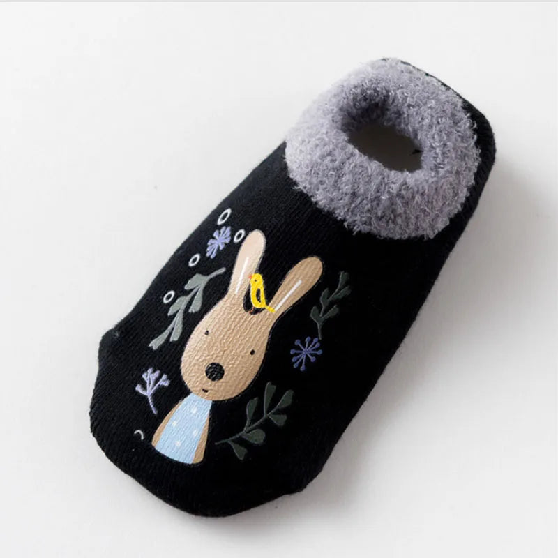 Warm Non-Slip Baby Socks – Animal Print & Cozy Terry