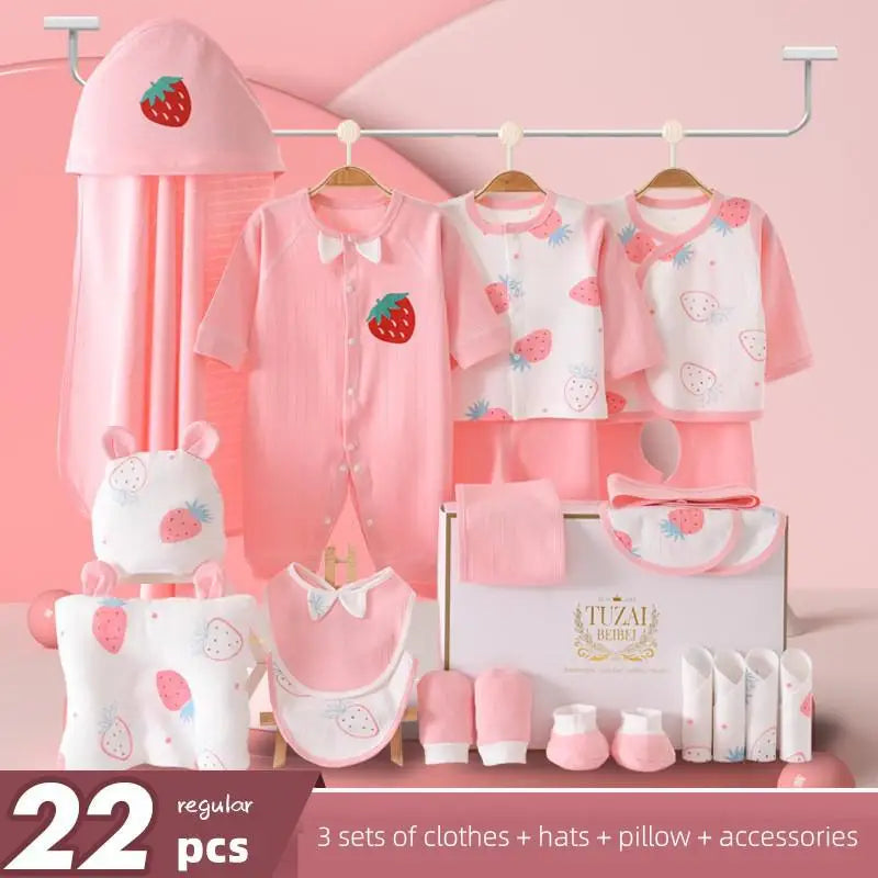 Newborn Baby Clothes Set – 22–24PCS 100% Cotton, 0–6M Unisex Four-Season Outfit