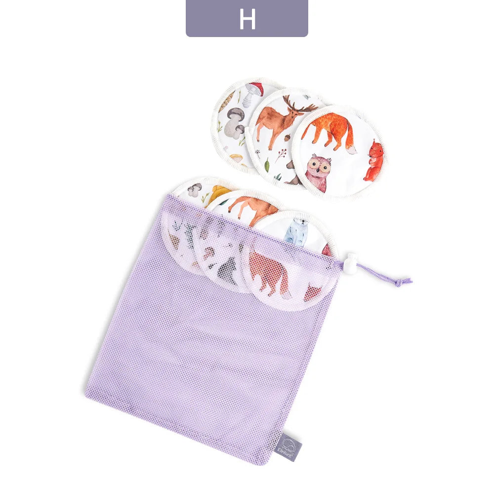 Elinfant 6pc Bamboo Breast Pad Nursing Pads For Mum Waterproof Washable Feeding Pad Bamboo Reusable Breast Pads with Laundry Bag