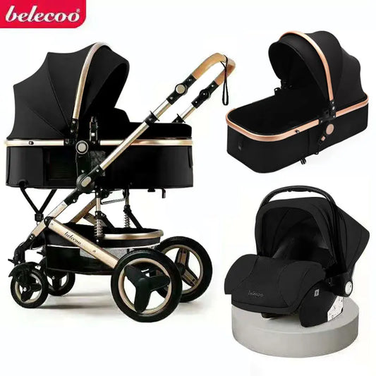 Poussette de luxe 3 en 1 pour bébé, poussette de voyage portable et pliable