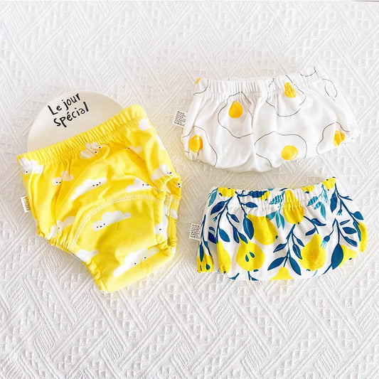 3 Pieces/lot Baby Training Pants 6 Layers Bebe Cloth Diaper Reusable Washable Cotton Elastic Waist Cloth Diapers 8-18KG Nappy