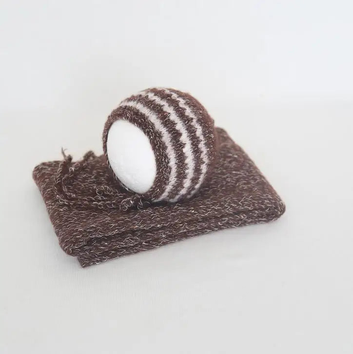 Newborn Knit Mohair Wrap and Bonnet Set Photography Prop