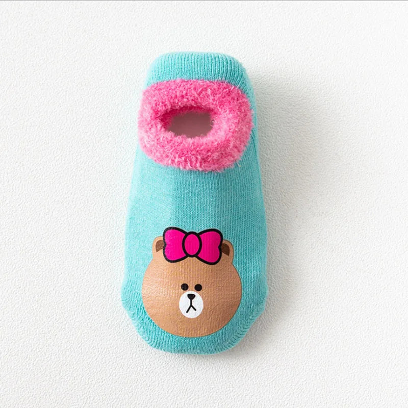 Warm Non-Slip Baby Socks – Animal Print & Cozy Terry