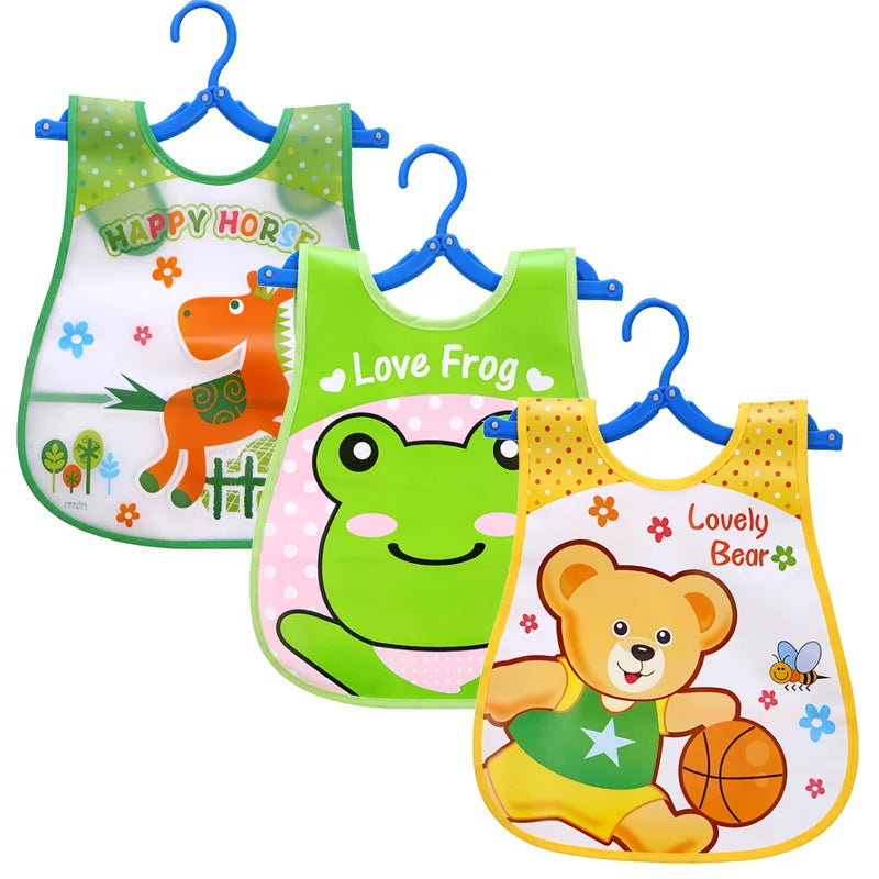 3 PCS/Lot Waterproof Baby Bibs for Infant Toddler Boys Girls Sleeveless Feeding Apron Cartoon Animals Child Kids Bib