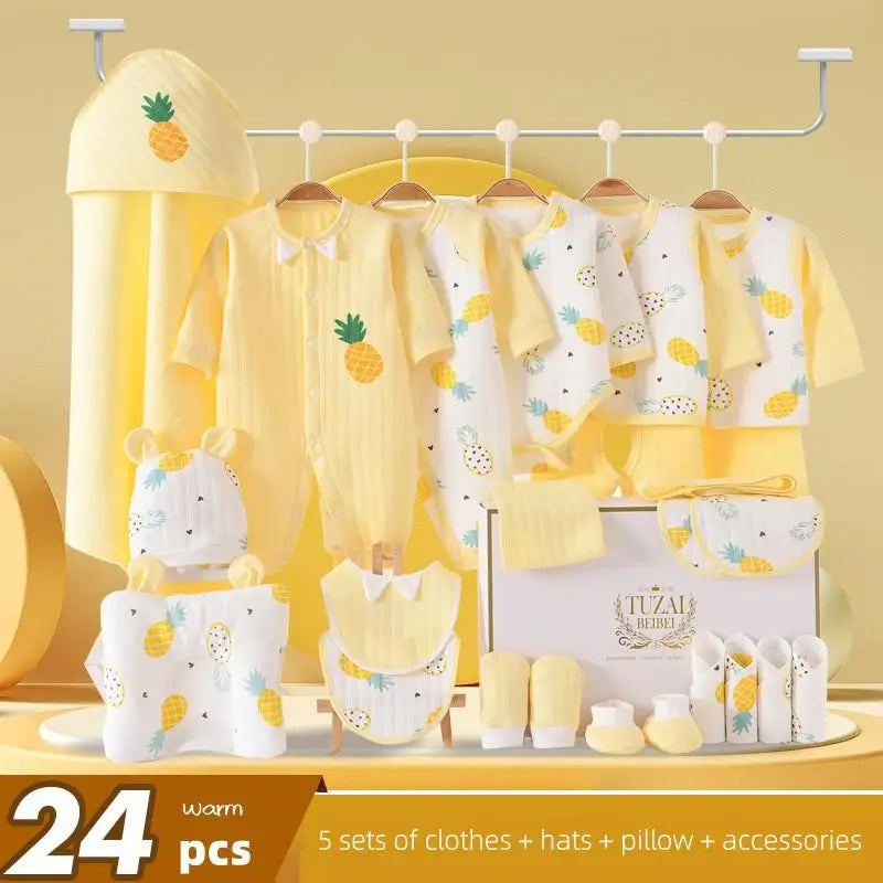 Newborn Baby Clothes Set – 22–24PCS 100% Cotton, 0–6M Unisex Four-Season Outfit