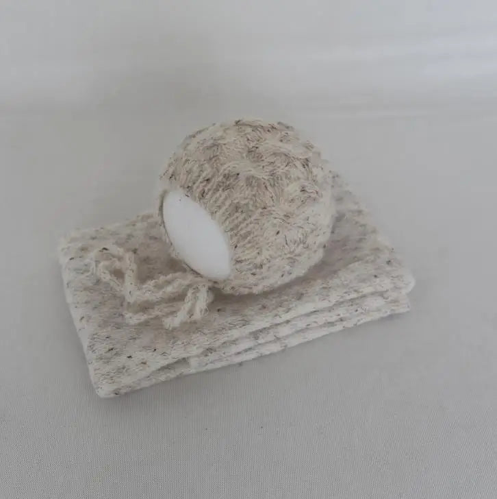Newborn Knit Mohair Wrap and Bonnet Set Photography Prop