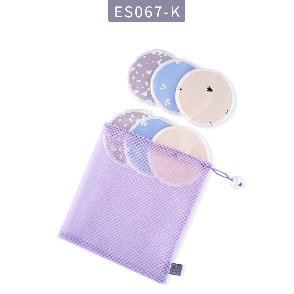 Elinfant 6pc Bamboo Breast Pad Nursing Pads For Mum Waterproof Washable Feeding Pad Bamboo Reusable Breast Pads with Laundry Bag