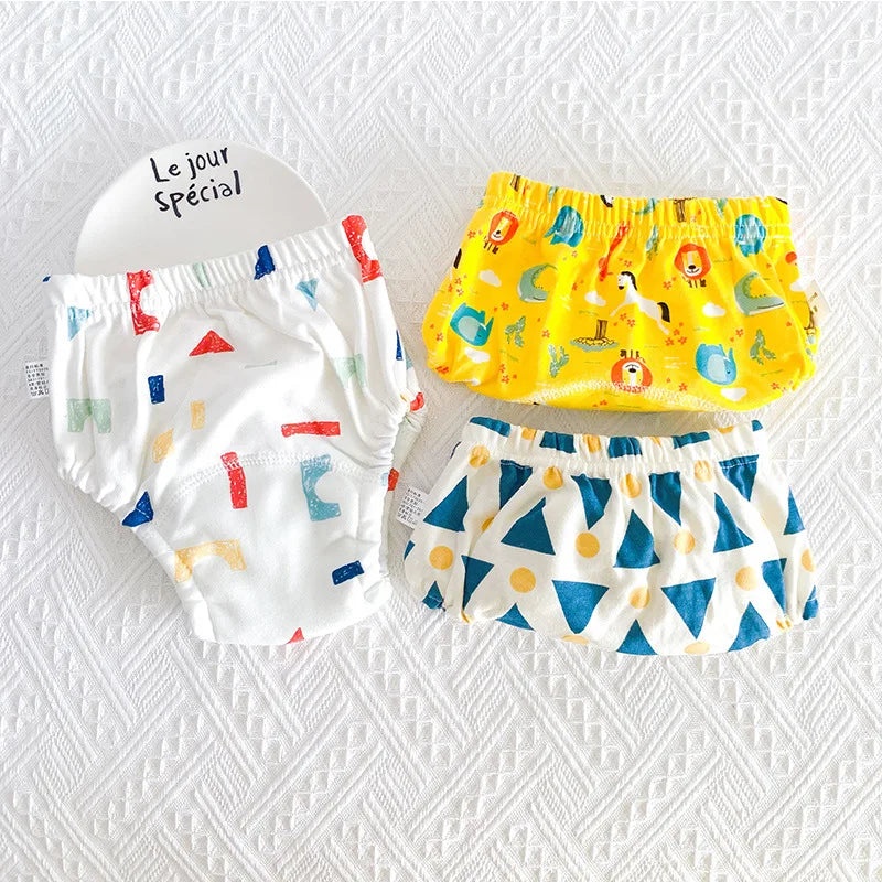 3-Pack Baby Training Pants – 6-Layer Reusable Cotton Diapers