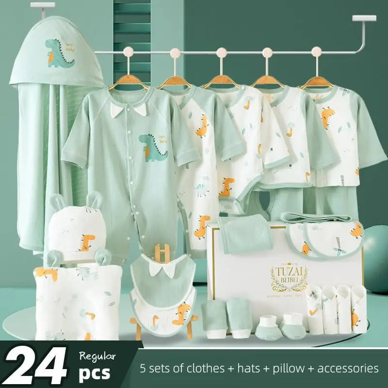 Newborn Baby Clothes Set – 22–24PCS 100% Cotton, 0–6M Unisex Four-Season Outfit