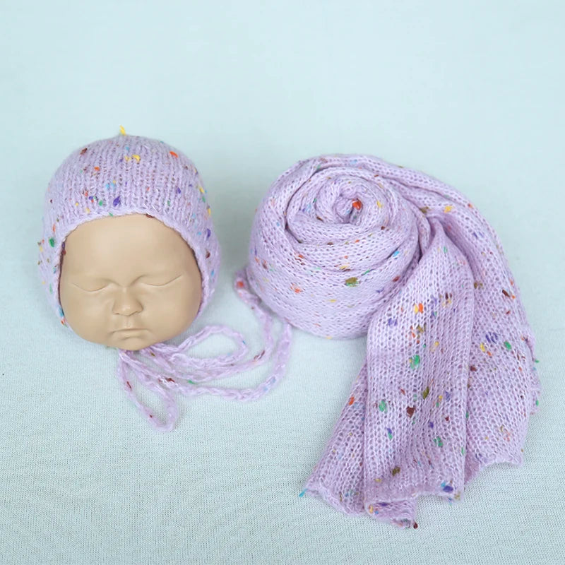 Newborn Knit Mohair Wrap and Bonnet Set Photography Prop