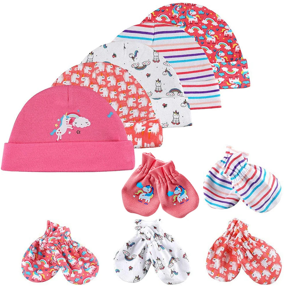 Toddler Baby Hat and Gloves Cotton Accessory Set 0-6M