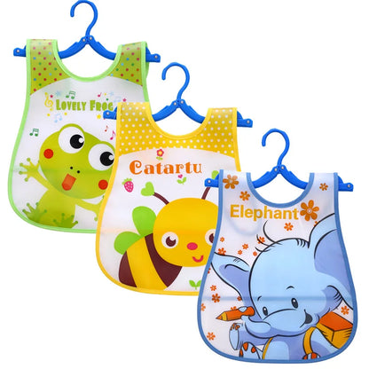 3PCS Waterproof Cartoon Baby Feeding Bib Set
