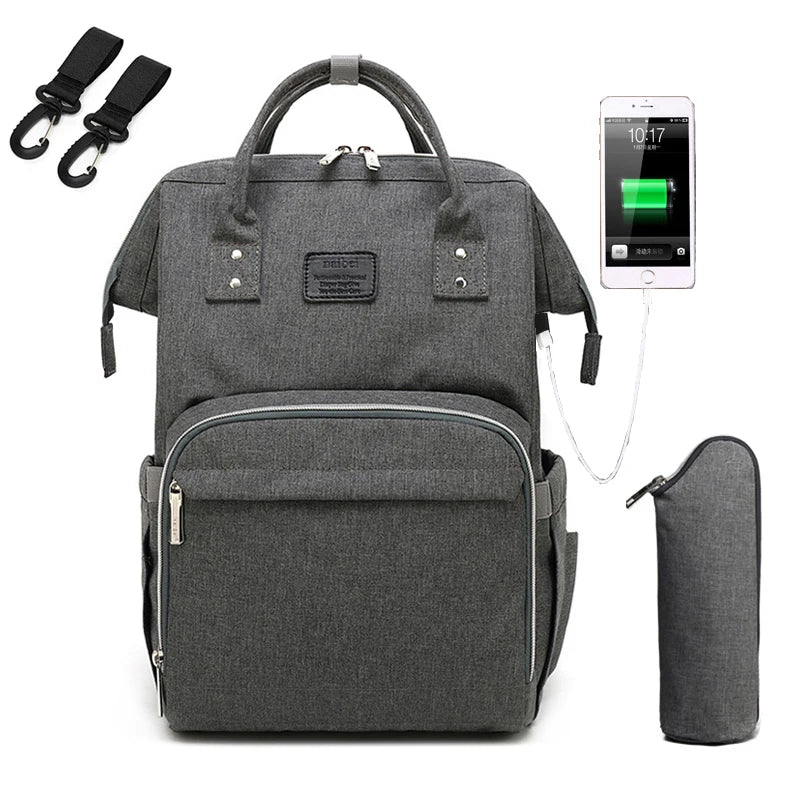 Mauve Mist Diaper Backpack – Nappy Bag with Changing Pad & Stroller Straps