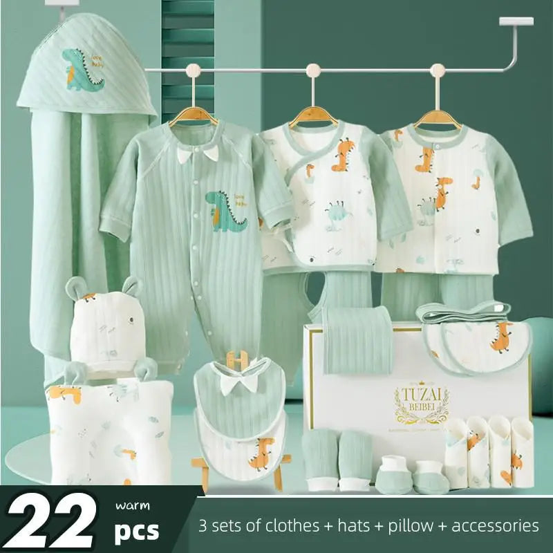 Newborn Baby Clothes Set – 22–24PCS 100% Cotton, 0–6M Unisex Four-Season Outfit