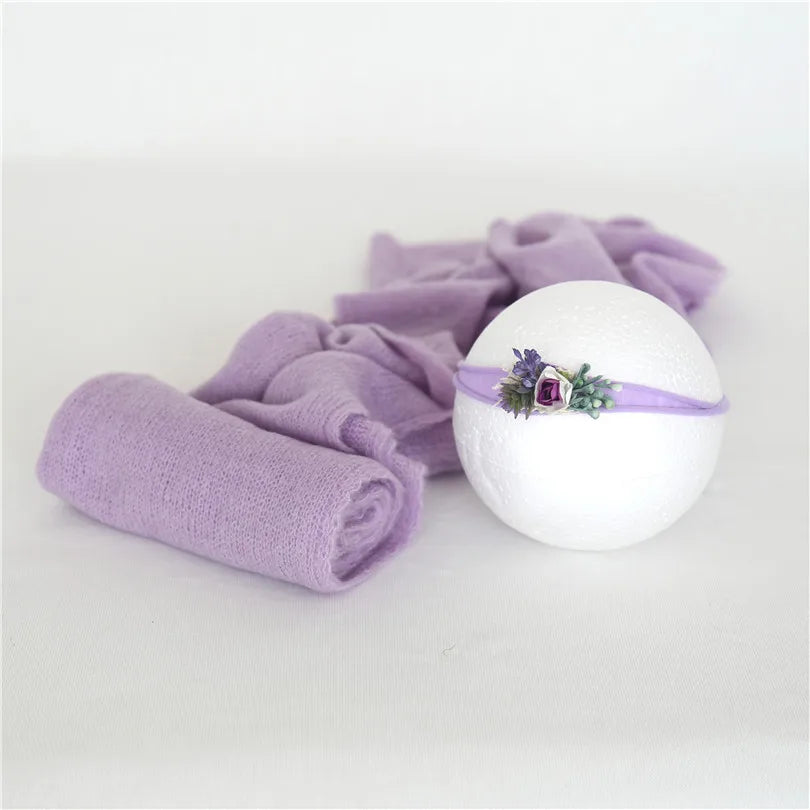 Vintage Newborn Knit Wrap and Bonnet Set for Photography Props