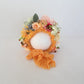 Cute Pink Sunflower Garden Knit Bonnet Baby Girl Photo Prop