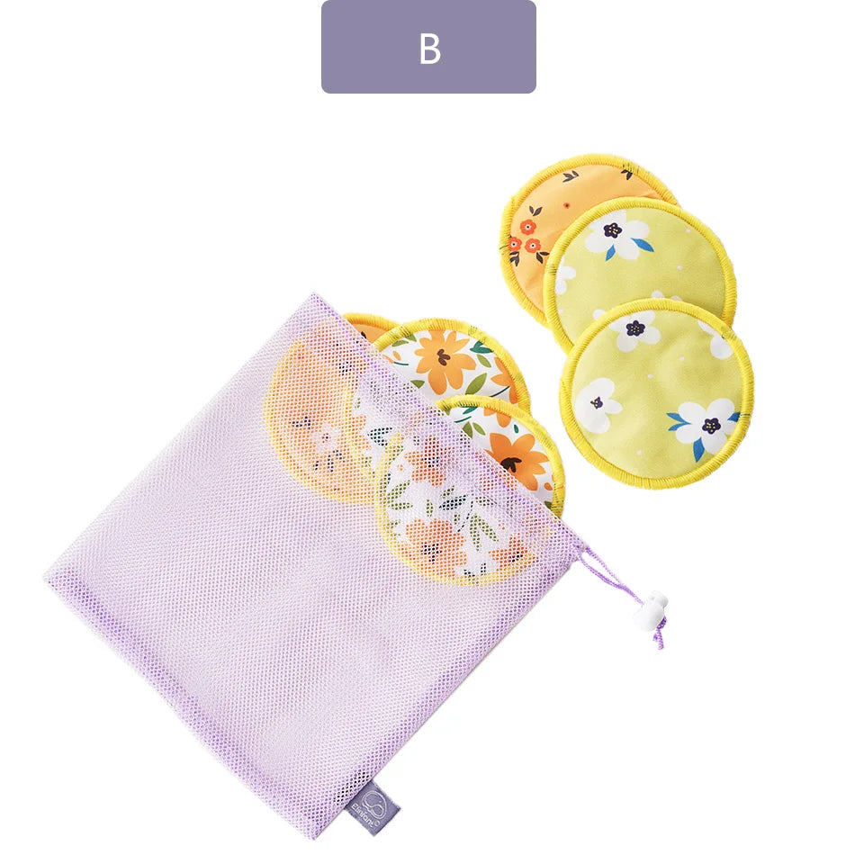Elinfant 6pc Bamboo Breast Pad Nursing Pads For Mum Waterproof Washable Feeding Pad Bamboo Reusable Breast Pads with Laundry Bag