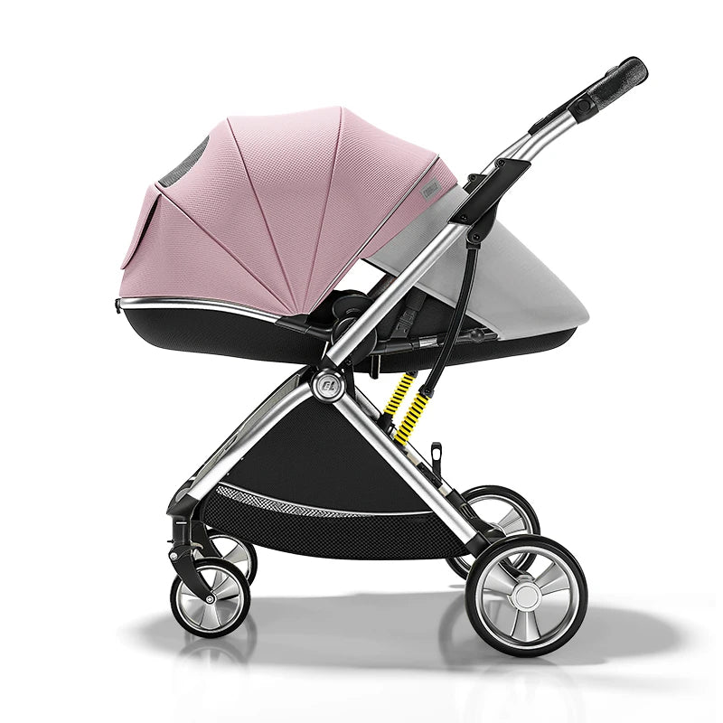 Luxurious Light High Landscape Baby Stroller Egg-shaped Seat for Newborn One Hand Recline Pushchair Pram Compact Size