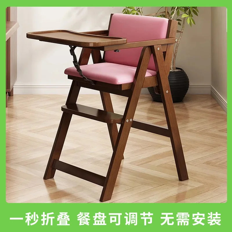 Safe Folding Dining Chair Portable Wooden Baby Feeding Highchair for Travel Hotel Home Equipped with Seat Belts kids chair עגלות