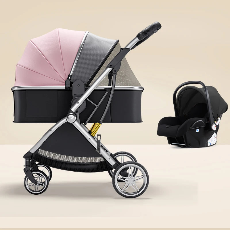 Luxurious Baby Stroller 3 in 1 Can Sit Can Lie Baby Pram Portable Baby Travel System Baby Pushchair for Newborn