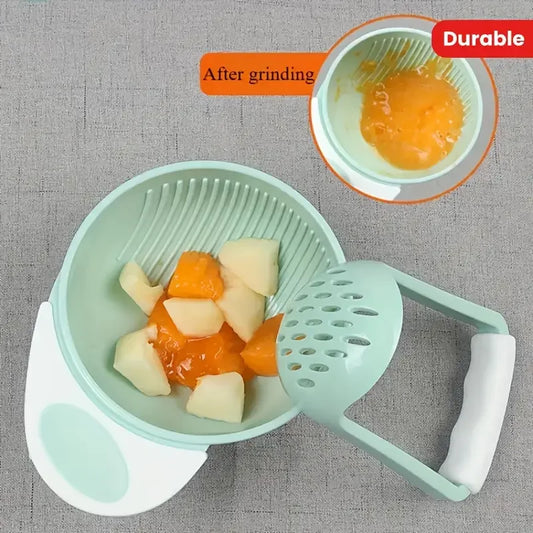 1pc Polypropylene Manual Food Grinder, Fruit Puree Grinding Tool with Anti-Slip Bowl and Screen, Uncharged,