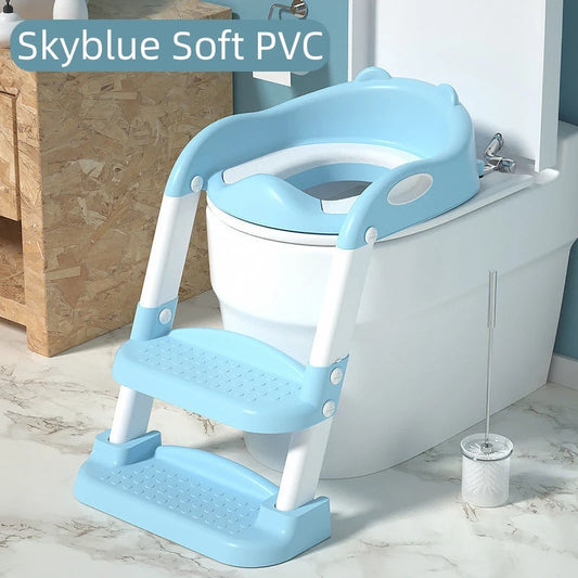 Children's Potty Training Seat – Folding Toilet Ladder with Adjustable Step Stool