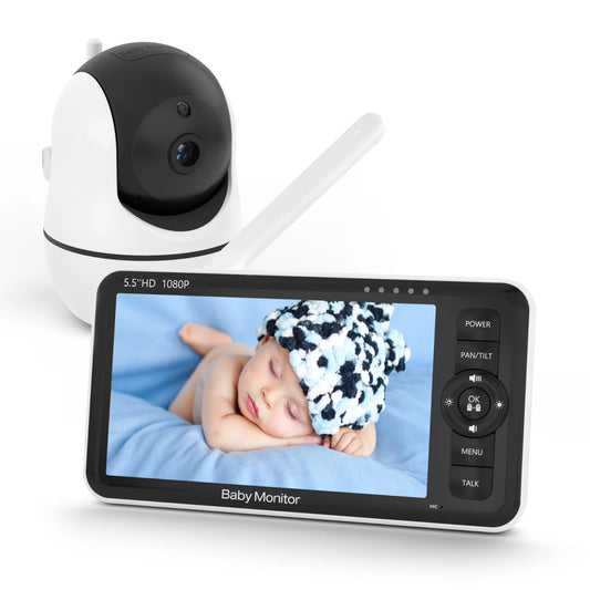 Babystar 5.5" Baby monitor,Pan-Tilt-Zoom,1000ft Range No WiFi, night vision, temperature, lullaby, two-way audio, VOX mode
