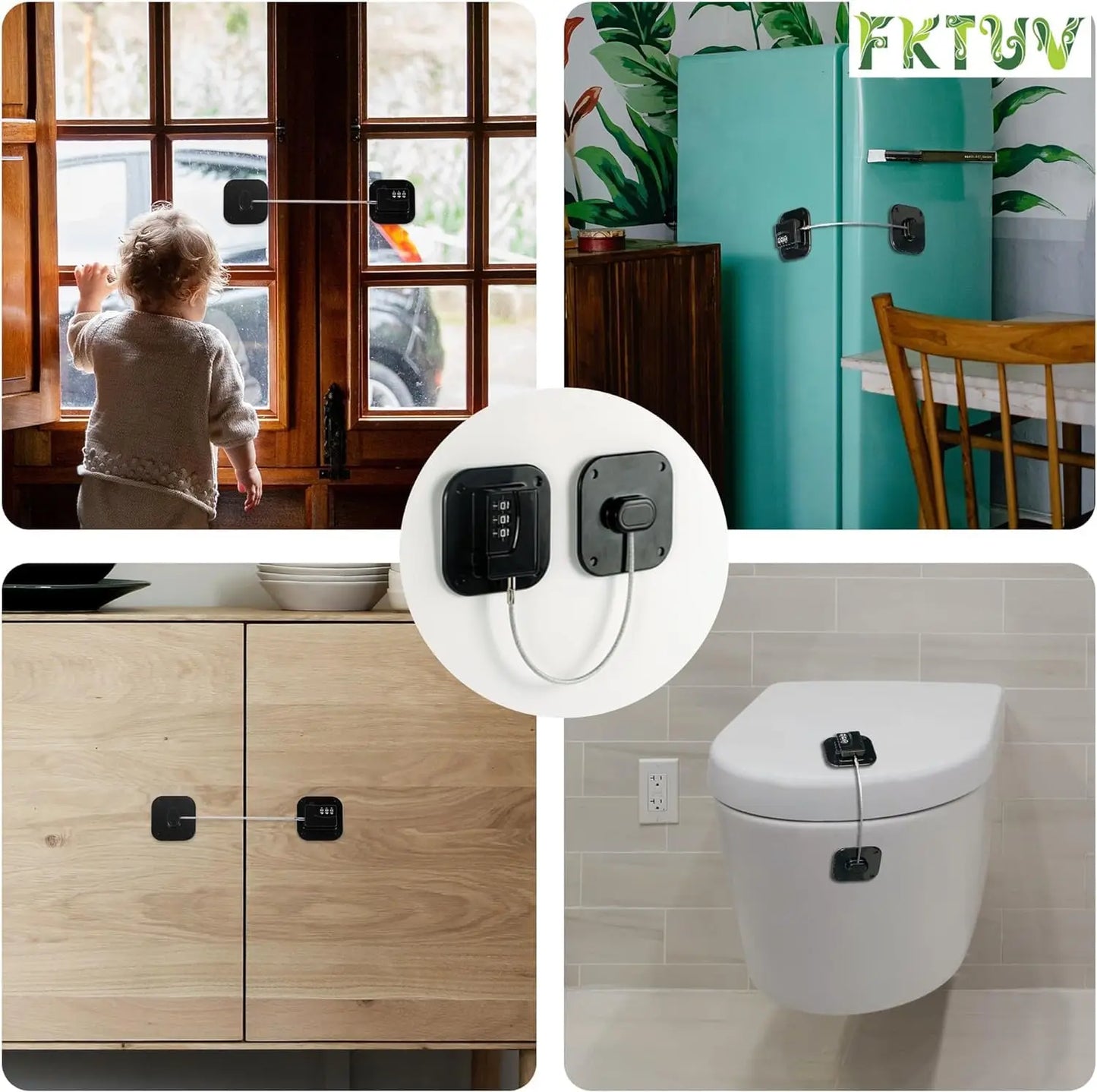 Refrigerator Lock,Combination Lock for Refrigerator Cabinets,Heavy Duty Fridge Lock,Child Safety Cabinet Locks,Easy Install
