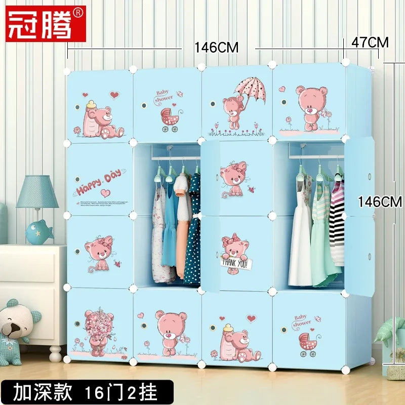 Low Profile Kids Storage Cabinet Cute Baby Clothes Organizer With Plastic Shelves For Nursery Toddler Room Furniture