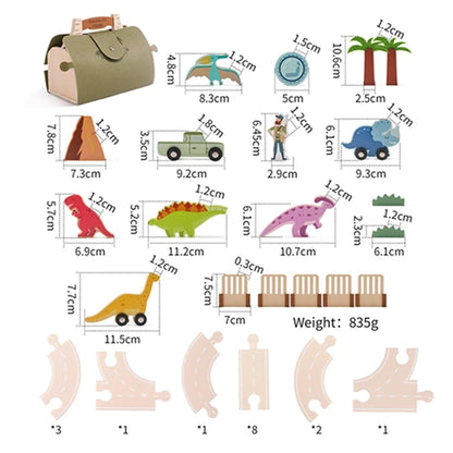 Dinosaur Train Set for Kids Toy Train Set Tracks for Toddlers  Portable Montessori Education Toys Track Set 19PCS Newbaby's Gift