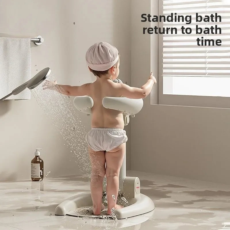 Baby Standing Bath Shower Station Infant Toddler Foldable Multi-Function Adjustable Hair Bottom Washing Portable Lightweight