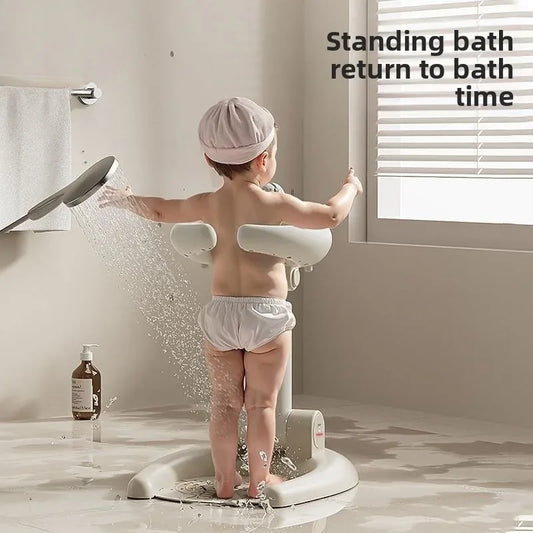 Baby Standing Bath Shower Station Infant Toddler Foldable Multi-Function Adjustable Hair Bottom Washing Portable Lightweight