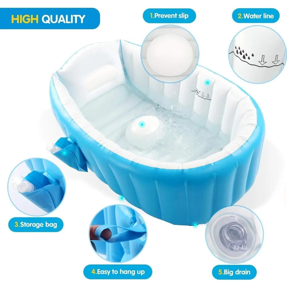 Inflatable Baby Bathtub Toddler Tub for Shower Collapsible Portable Bathtub for Kids Baby Bath Tub Travel Baby Bathtub Boy Girl