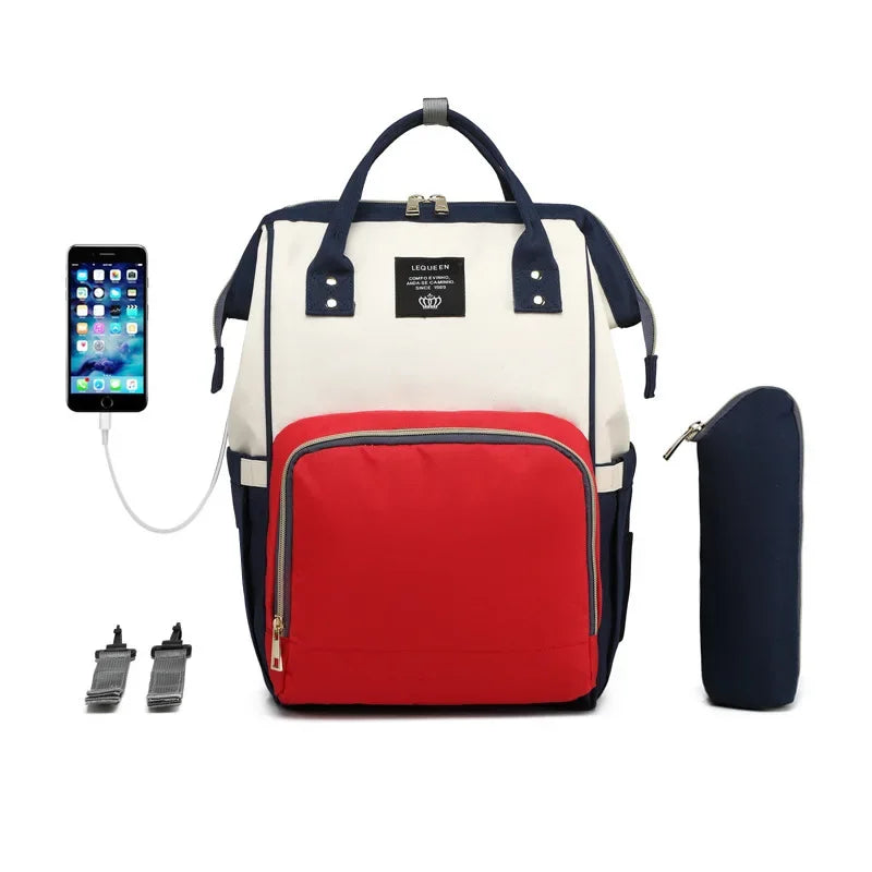 Mummy Diaper Backpack – Large Capacity, USB, Waterproof