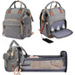 35L Mom Backpack – Folding Cot, Waterproof, USB Charging & Stroller Strap