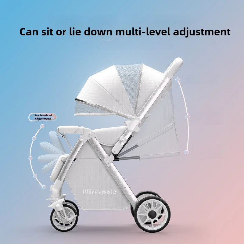 2-in-1 Reversible Lightweight Stroller with Convertible High-view Seat and Foldable Compact Design for Newborns and Toddlers