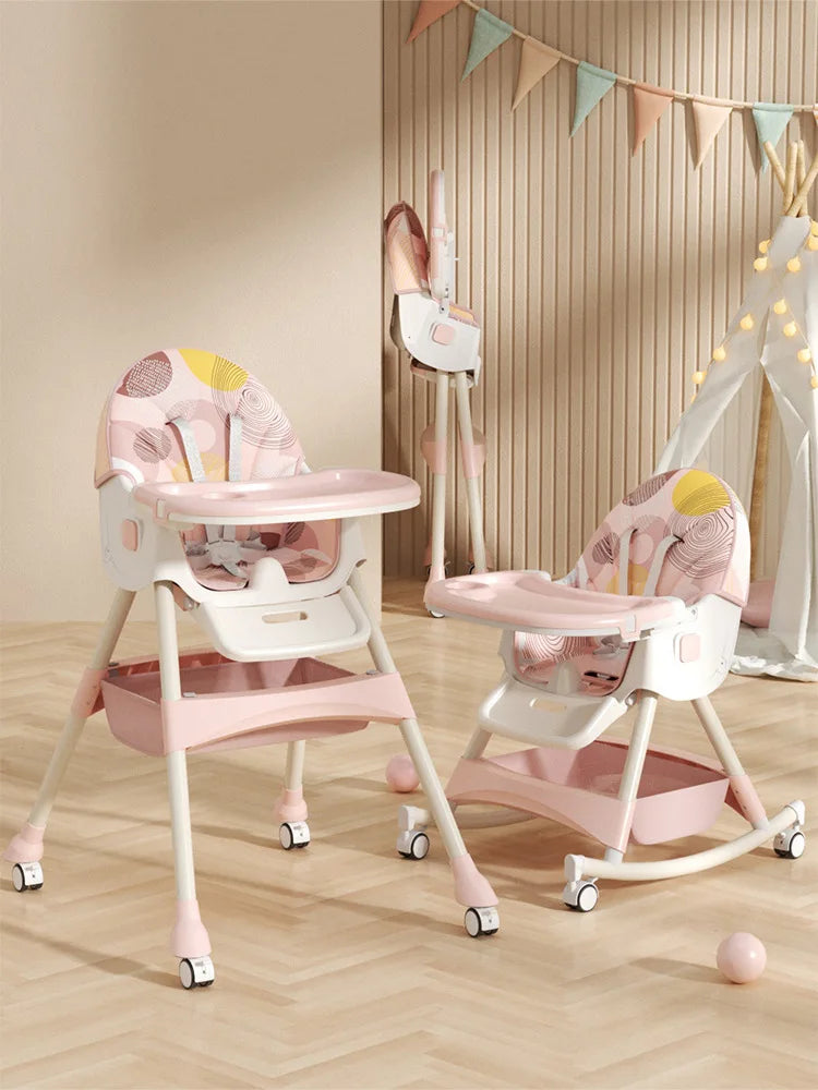 Baby Highchair Dining Chair Baby Eating Foldable Seat Multifunctional Lift Baby Dining Table Chair