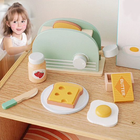 Wooden Toaster Toy – Pretend Play Breakfast Set for Kids