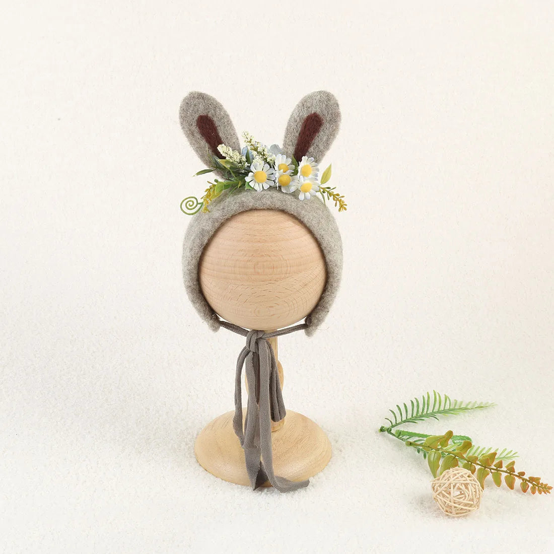 Cute Fox Flower Bonnet Newborn Wool Felt Photo Prop