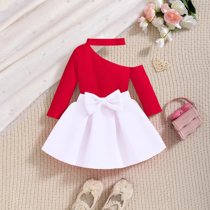 Toddler Girl 2PCS Summer Set – One-Shoulder T-Shirt & Skirt