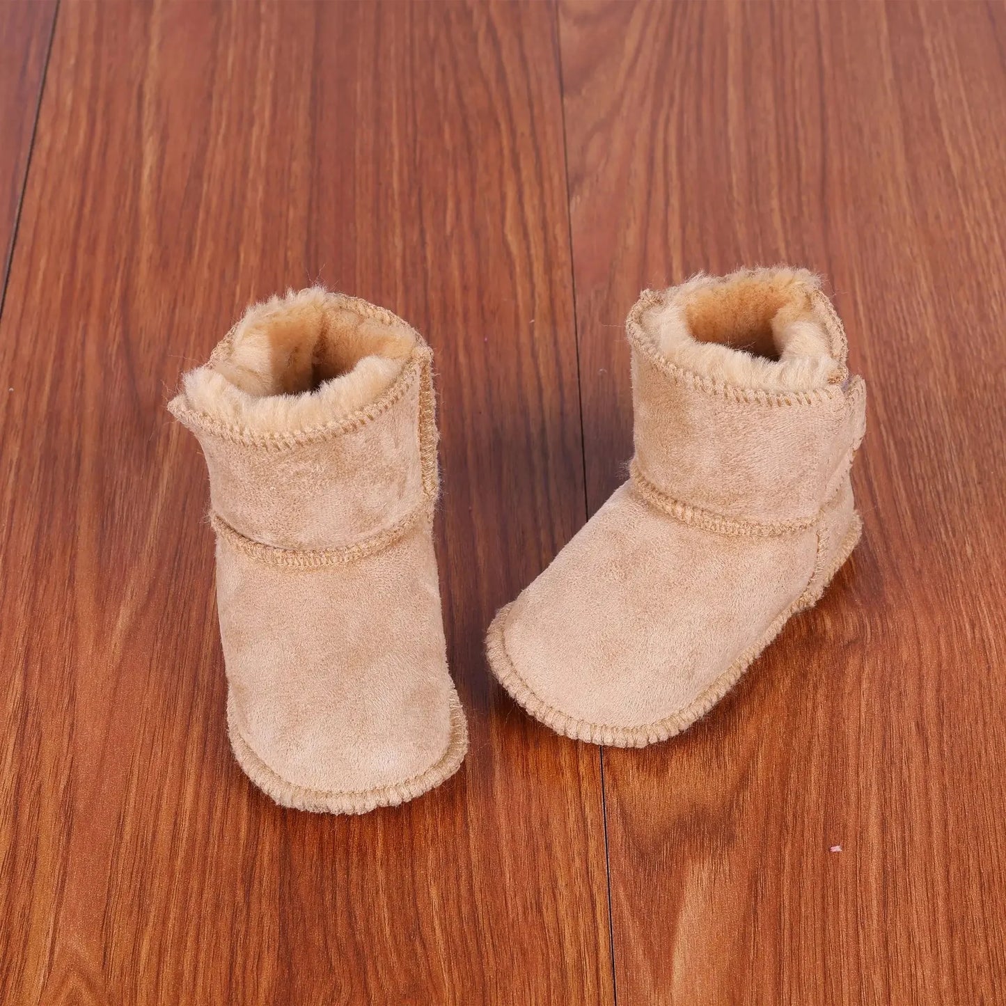 Baby Shoes Soft Bottom Anti-Slip Walking Shoes Leatherette Faux Fur Integrated Design Breathable Comfortable Children Footwear