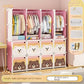 Children Dress Clothes Folding Cabinets Simplicity Cube Splice Storage Locker Foldable Fully Enclosed Wardrobe Bedroom Furniture